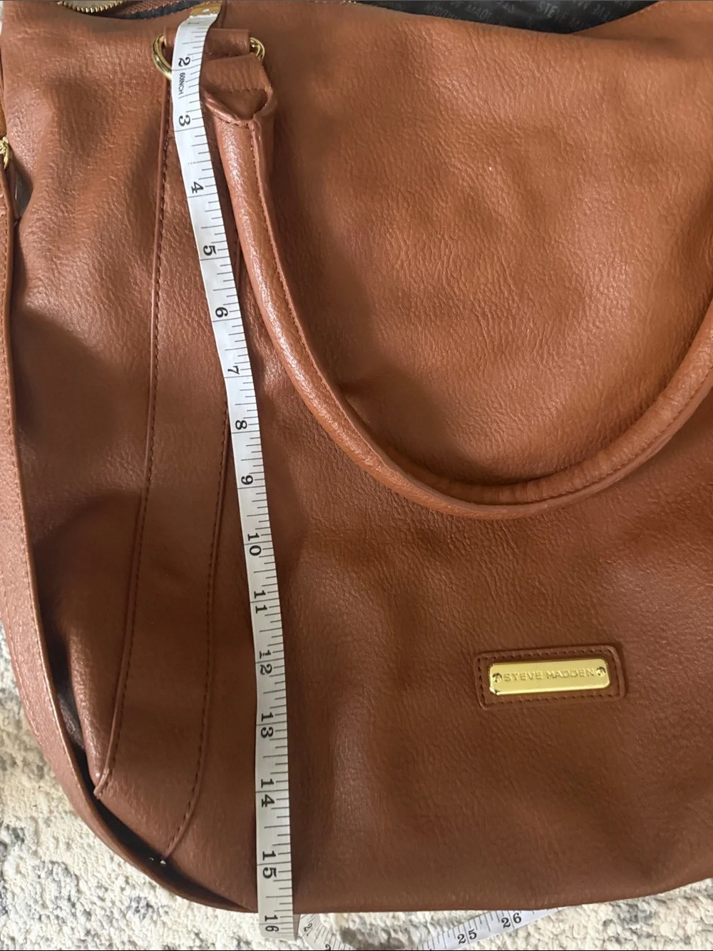 Steve Madden Brown Faux Leather Slouch Bag